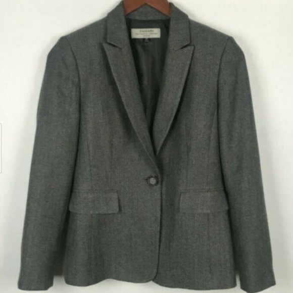 Tahari Jackets & Blazers - Tahari ASL Grey Herringbone One-Button Blazer  2P